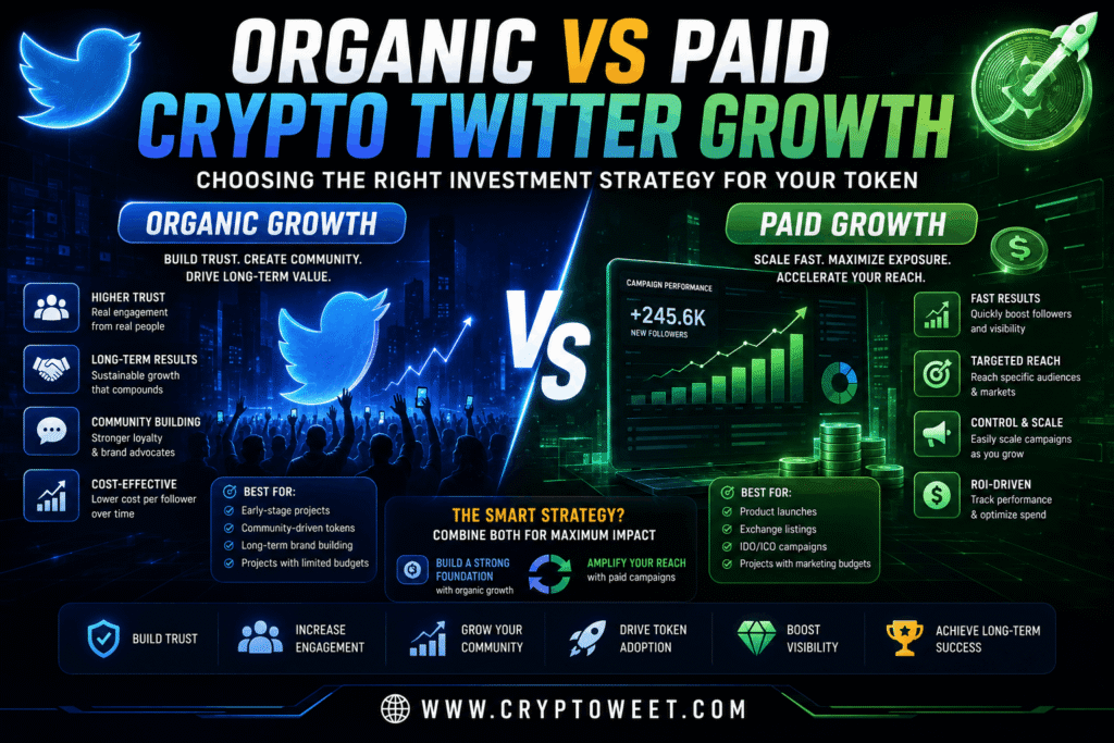Organic vs Paid Crypto Twitter Growth: Choosing the Right Investment Strategy for Your Token